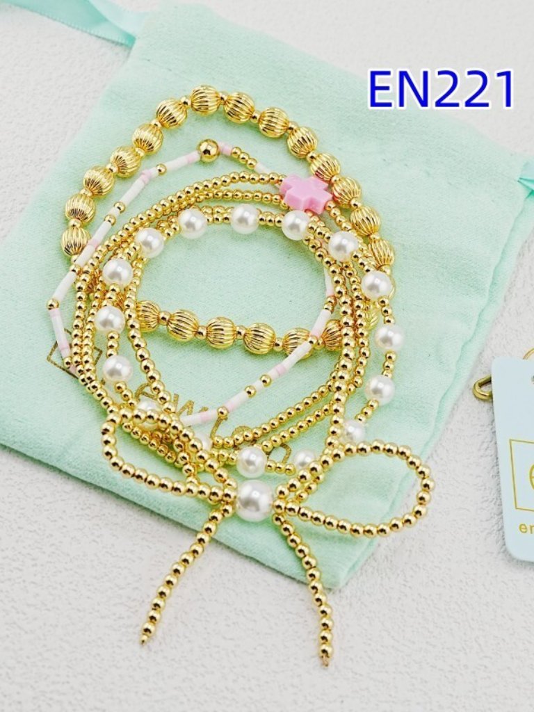 Enewton Gold Bow Beaded Bracelet Set